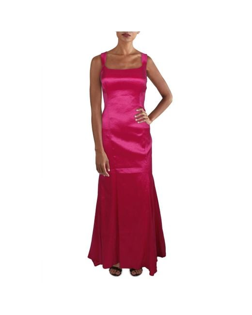Jump Apparel Red Juniors Lace-Up Mermaid Evening Dress