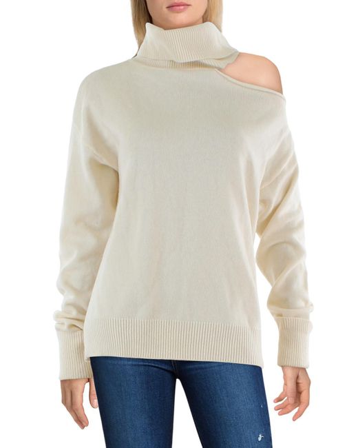 PAIGE White Raundi Wool Blend Cutout Turtleneck Sweater