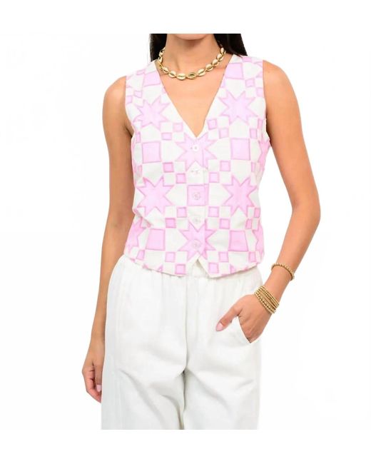 Ivy Jane Purple V-Neck Patchwork Vest