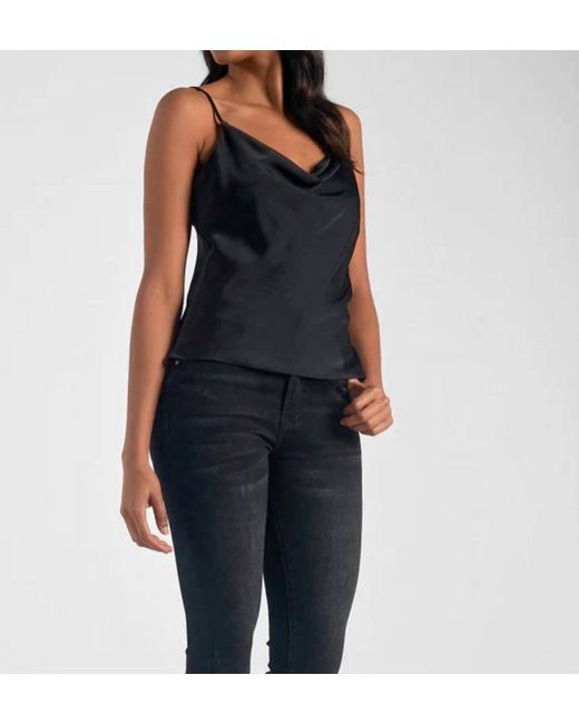 Elan Black Sofia Cowl Neck Cami