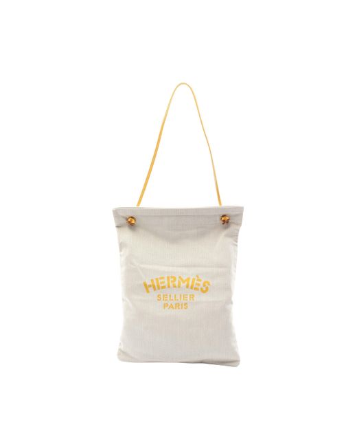 Hermès White Aline Gm Shoulder Bag Toile Chevron Leather Ivory Beige Yellow Gold Hardware