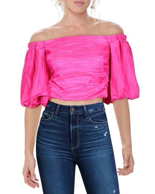 Jonathan Simkhai Pink Off-the-shoulder Puff Cropped