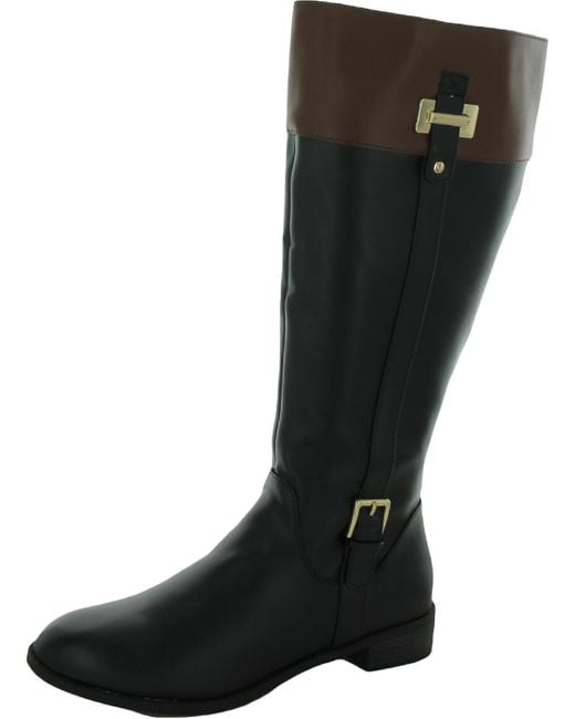 Karen Scott Deliee Faux Leather Wide Calf Riding Boots in Black | Lyst