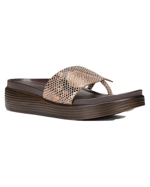 Donald J Pliner Brown Fifi Leather Python Print Wedge Sandals