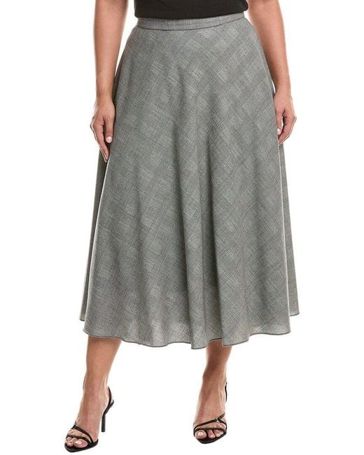 Marina Rinaldi Gray Plus Pelota Wool-Blend Skirt