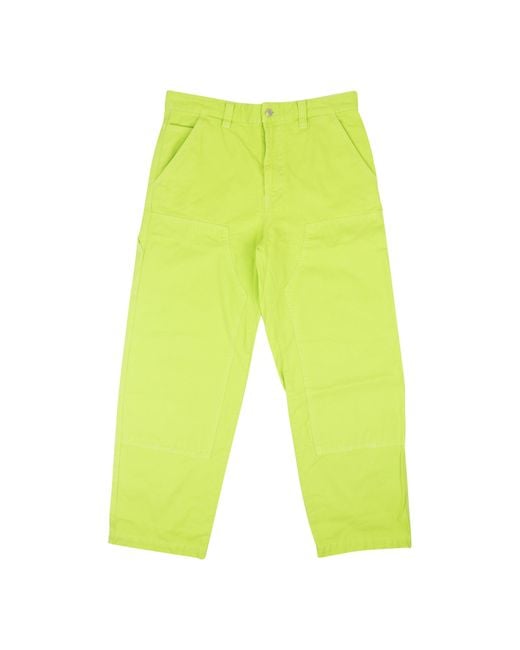 Stussy Yellow Neon Cotton Dyed Canvas Casual Work Pants for men