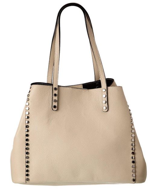 Italian Leather Natural Top Handle Tote