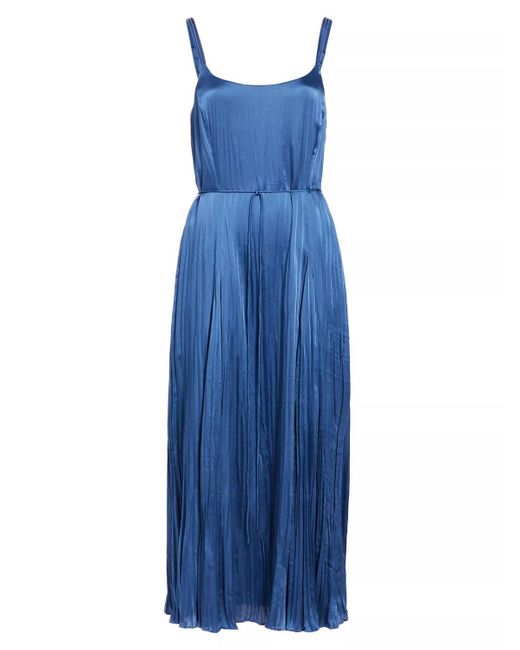 Vince Blue Crushed Silk Relaxed Slip Dress