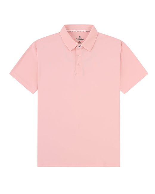 Tom Baine Pink Performance Stretch Solid Short Sleeve Polo for men