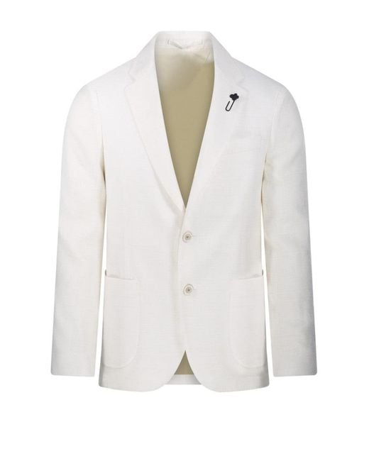 Lardini White Single-Breasted Tailored Blazer for men