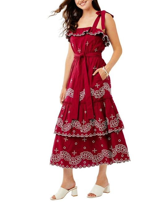 Roberta Roller Rabbit Red Peonia Embroide Eleanor Dress