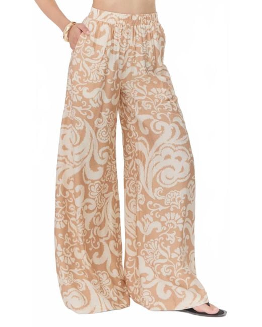 Greylin Natural Demi Print Wide Leg Pull Over Pants
