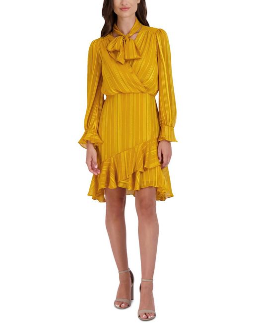 Julia Jordan Yellow Chiffon Sheath Dress