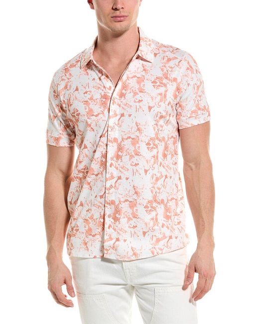 Raffi White Monotone Floral Printed Button Front Shirt for men