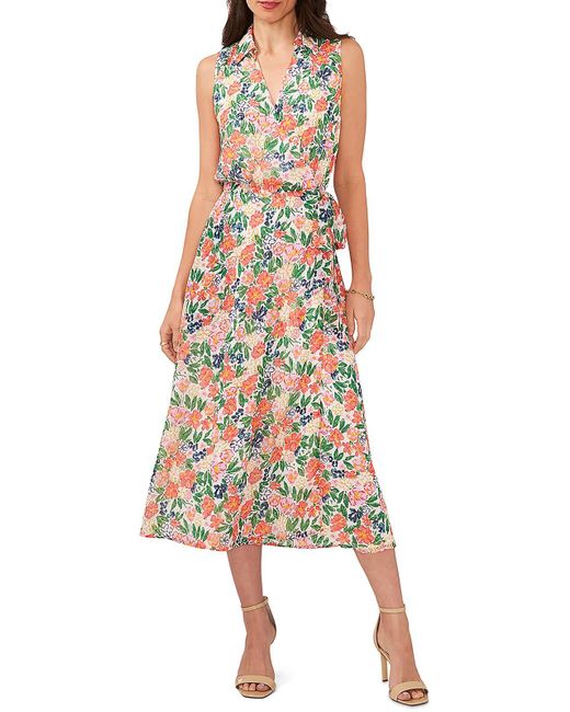 Vince Camuto Natural Belted Mid-calf Midi Dress