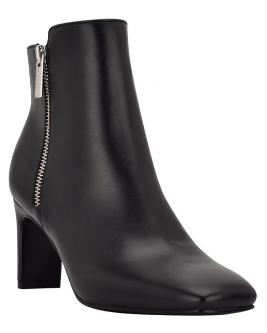 Calvin Klein Black Kccoli2 Square Toe Faux Leather Ankle Boots