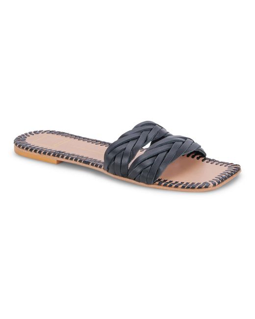 Dolce Vita Black Avanna Leather Slip On Slide Sandals