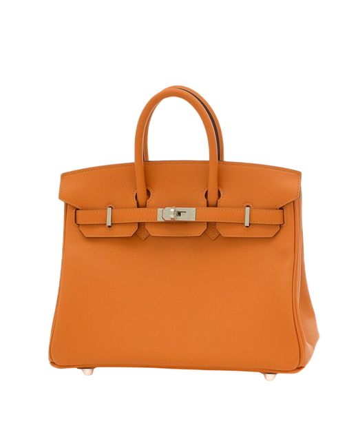 Hermès Orange Birkin 25 Leather Handbag (pre-owned)