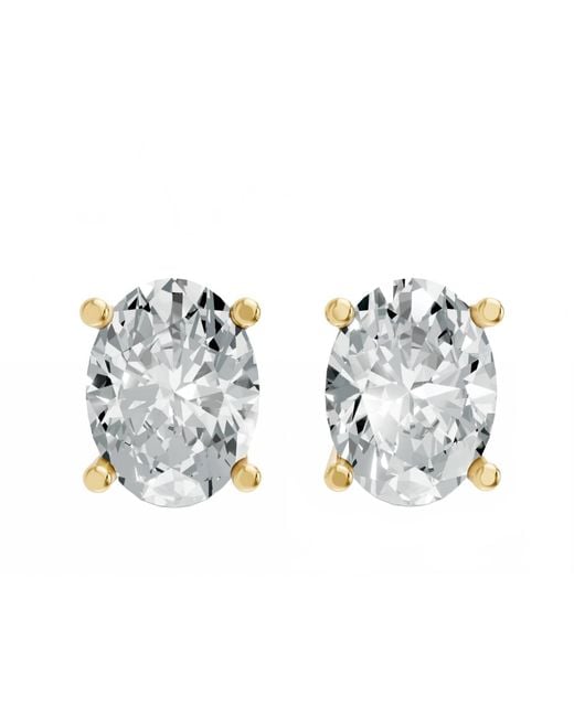 AAMIAA White Oval Shape 4 Prong Push Back Studs