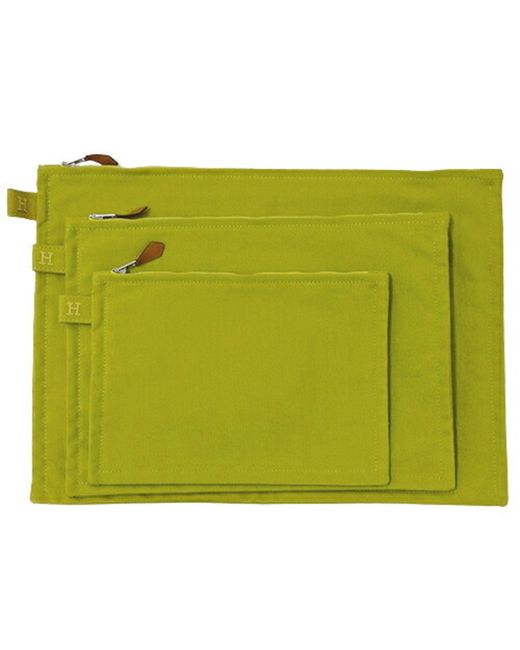 Hermès Green Bora Bora Cotton Clutch Bag (pre-owned)