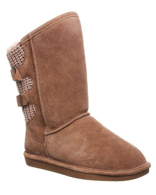 BEARPAW Brown Boshie Suede Faux Fur Lined Winter & Snow Boots
