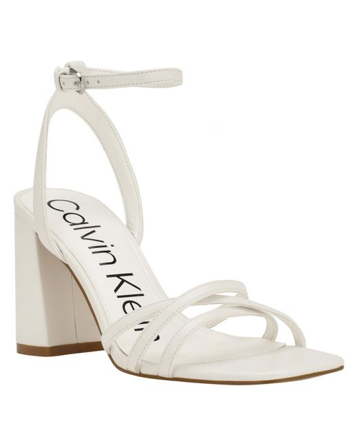 Calvin Klein White Qalat Casual Square Toe Block Heel