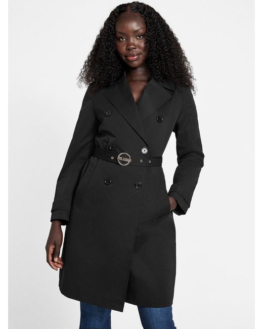 Guess Factory Black Ally Double-breasted Trench