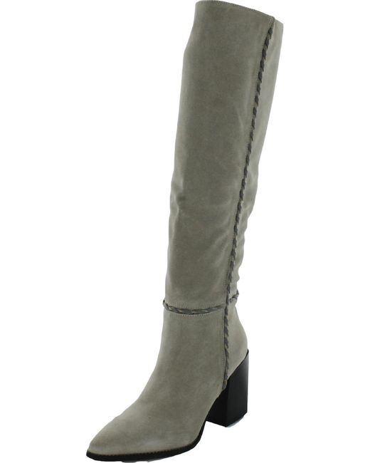 Free People Gray Riley Suede Slip On Mid-calf Boots