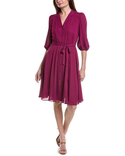 Nanette Lepore Purple Crepe Chiffon Midi Dress