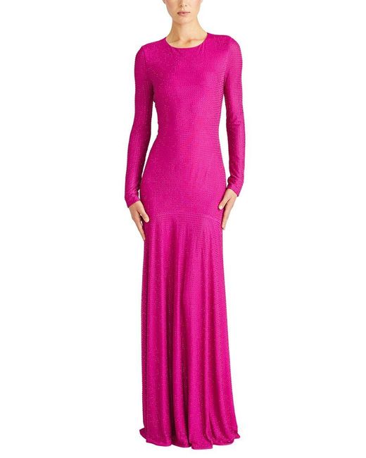 ML Monique Lhuillier Pink Diana Mesh Maxi Dress