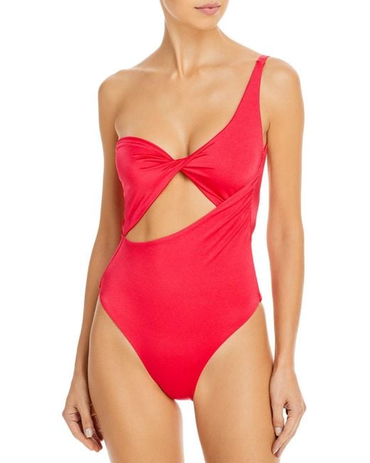 Baobab Red Shimmer Asymmtrical One-piece Swimsuit