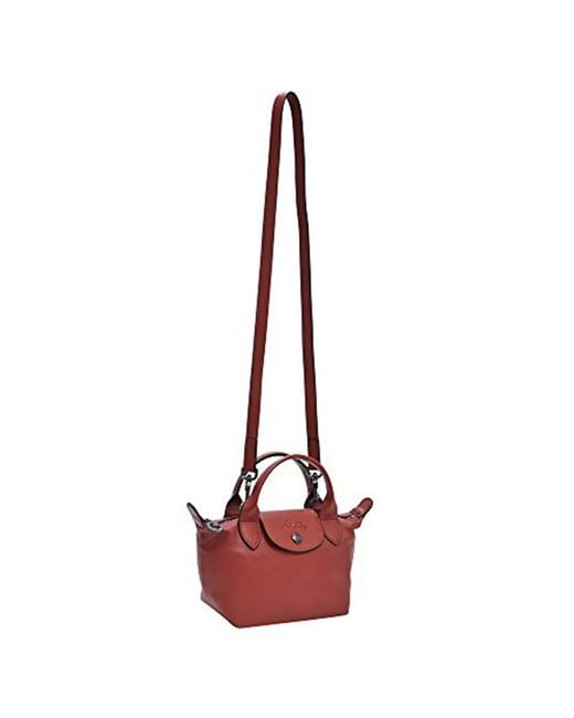 Longchamp Le Pliage Cuir Medium Leather Top Handle Tote in Pink