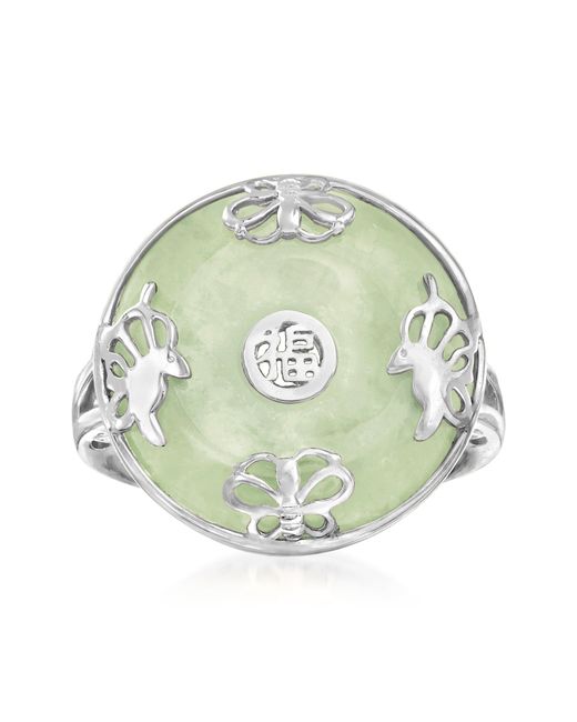 RossSimons Jade "good Fortune" Butterfly Ring In Sterling Silver in