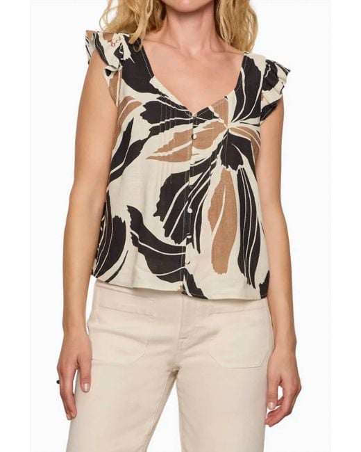 Sanctuary Natural Within Time Button Linen Shell Top