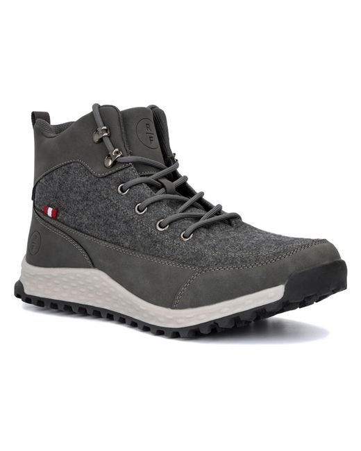 Reserved Footwear Black Magnus Faux Leather Textured Hiking Boots for men