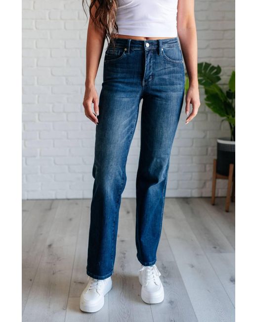 Judy Blue Blue Mid Rise Control Top Classic Straight Jeans