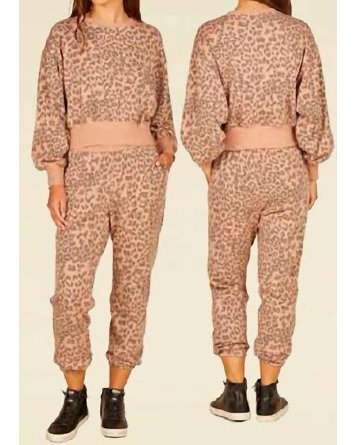 Vintage Havana Leopard Crew Neck Crop Top In Mocha in Natural Lyst