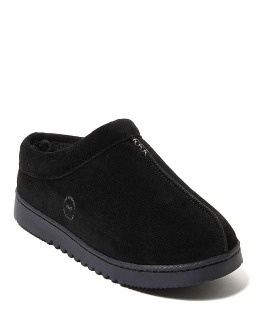 Dearfoams Black Dean Genuine Suede Clog House Shoe Slipper for men