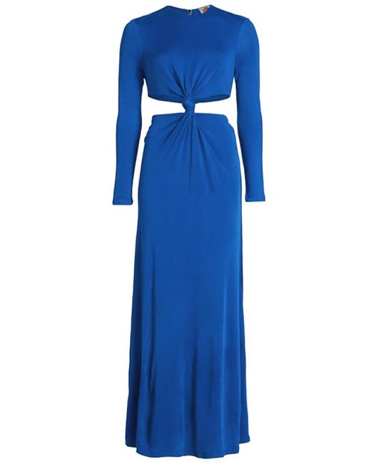 Farm Rio Blue Knot Cut Out Maxi Dress Medium