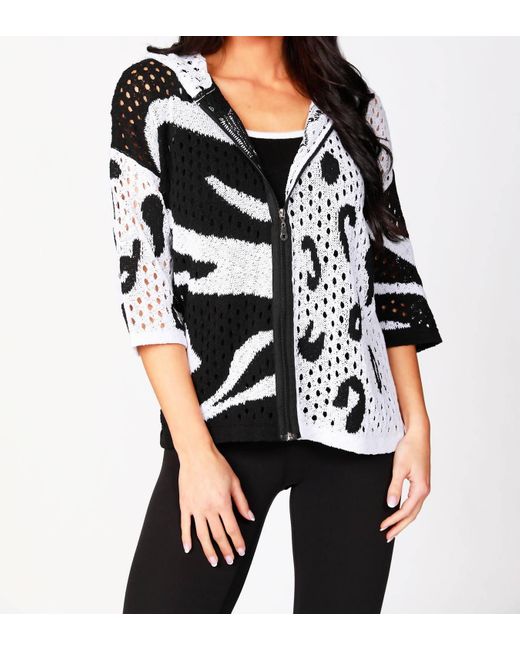 French Kyss Cotton Crochet Safari Zip Hoodie in White Black (Black) | Lyst