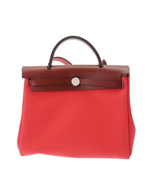 Hermès Red Herbag Canvas Clutch Bag (pre-owned)