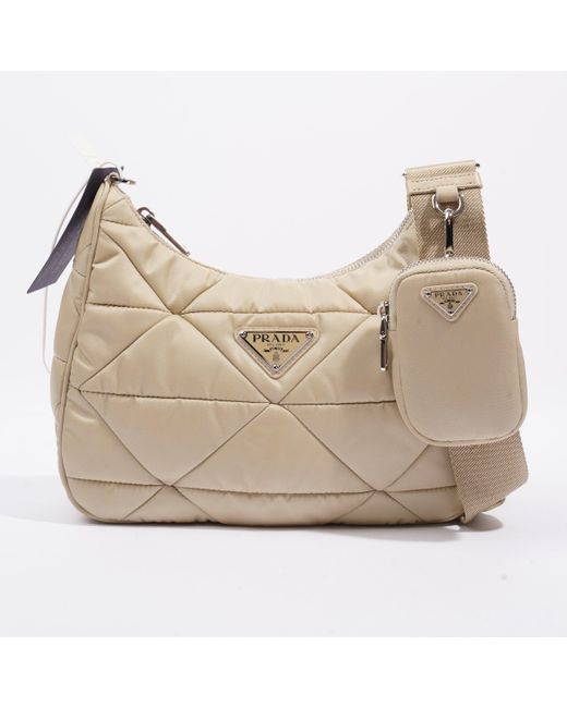 Prada Natural Padded Re-edition 2005 Desert Re Nylon Crossbody Bag