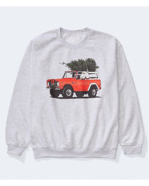 Aéropostale White Ford Bronco Santa Crew Sweatshirt for men