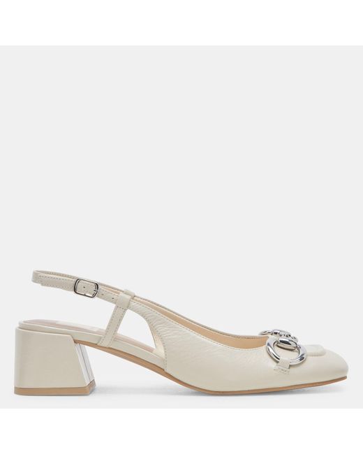 Dolce Vita Natural Melli Heels Ivory Crinkle Patent