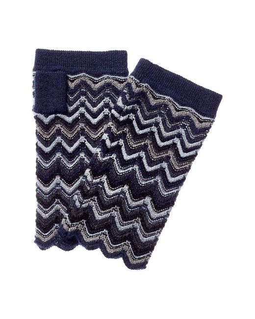 Forte Blue Zigzag Cashmere Texting Gloves