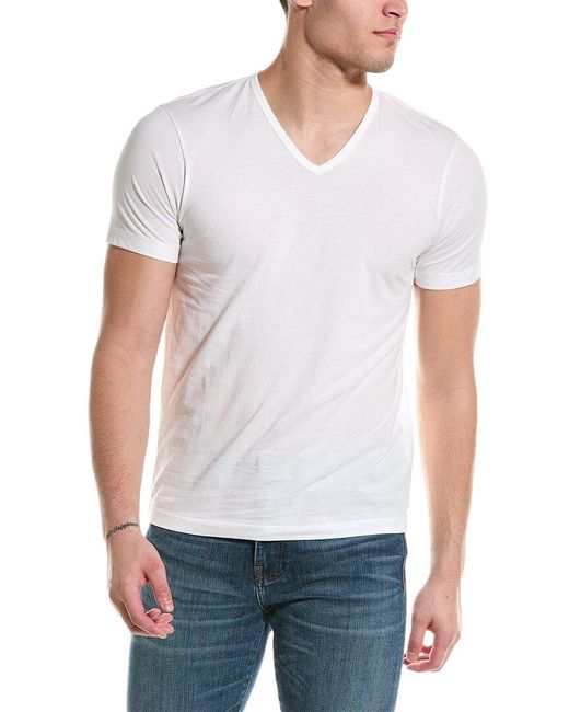 Theory White Precise V-neck T-shirt for men