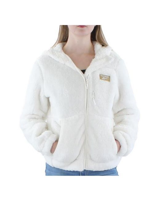 Reebok White Olrb714ec Fleece Logo Fleece Jacket