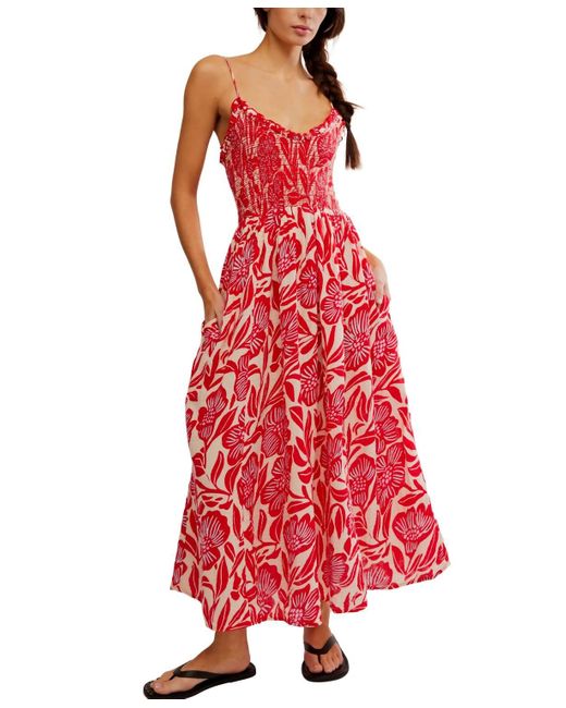 Free People Red Sweet Nothings Midi Dress
