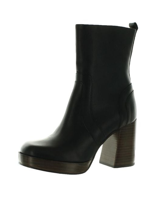 Steve Madden Black Edson Zipper Leather Ankle Boots