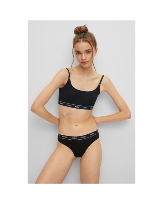 HUGO - Two stretch-cotton bralettes with logo waistbands
